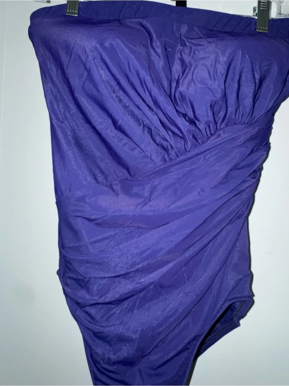 Miraclesuit Strapless Ruched Purple One-Piece Swimsuit
